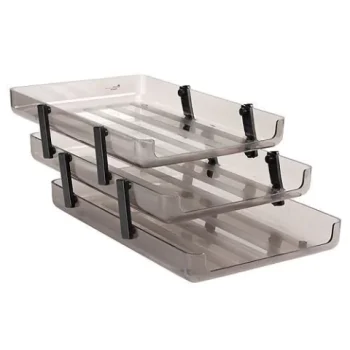 Bandeja papelera acrilico 3 pisos Pizzini color humo