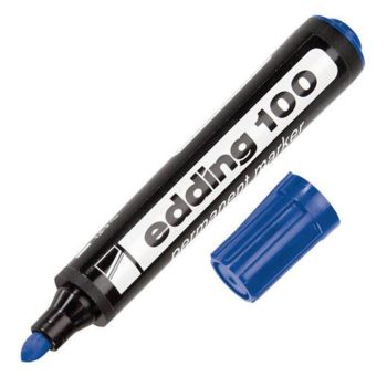 Marcador permanente punta redonda/Cuerpo plástico Tinta alcohol. E100 AZUL