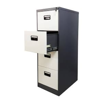 Archivero acero 4 cajones con Cerradura central profundo con guias en cajones reforzado con rueditas